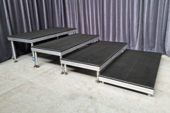 Tiered aluminium stage without skirting